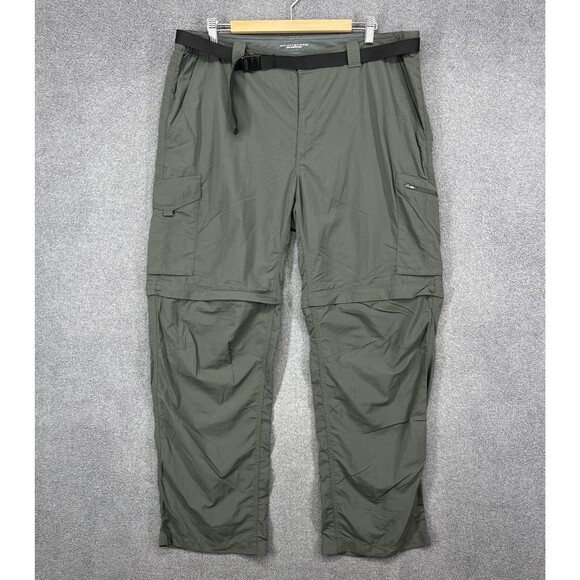 Columbia Pants Mens 40 x 32 Olive Convertible Zip-Off Cargo Omni-Shade Hiking - Picture 1 of 16